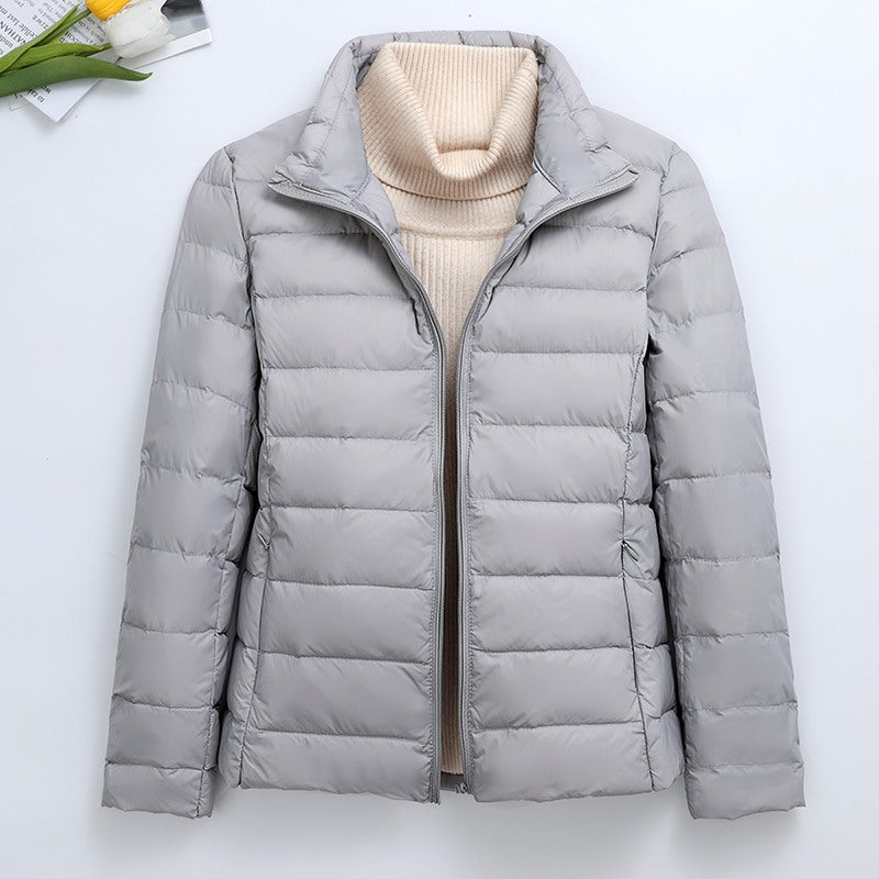 Lightweight Ultra Thin Stand Collar Hooded Slim Jacket For Women