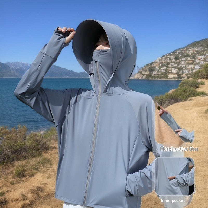 Lightweight Ice Silk Sun Protection Jacket With Wide Brim