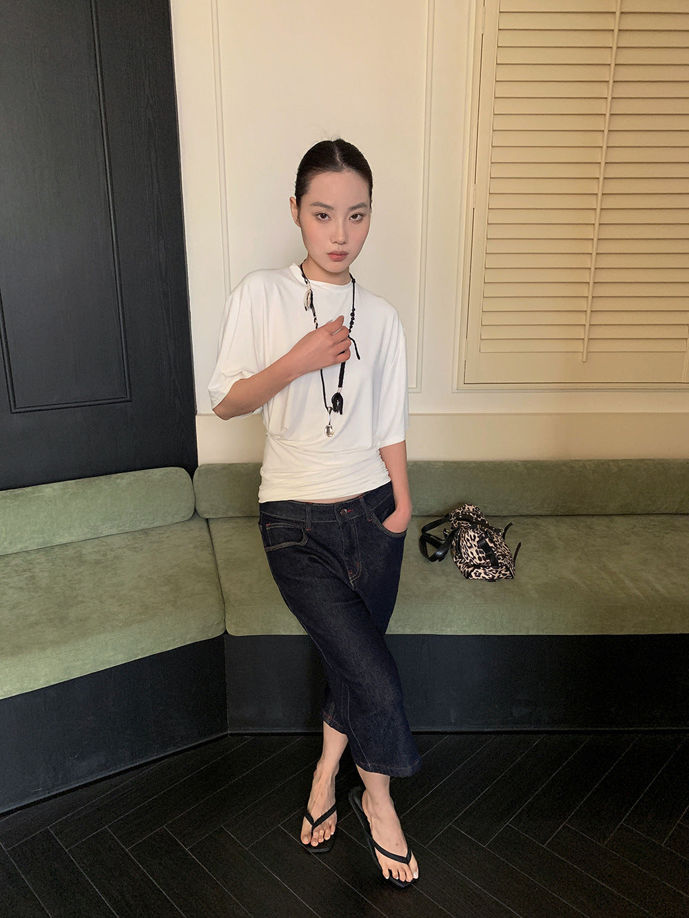 Red Stitch Straight-Leg Denim Pants for Spring Layering-Theone Apparel