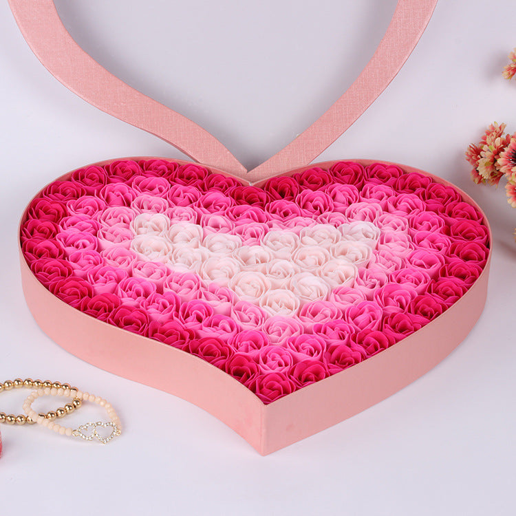 Heart Shape Box with 100 pc Artificial Floral Roses