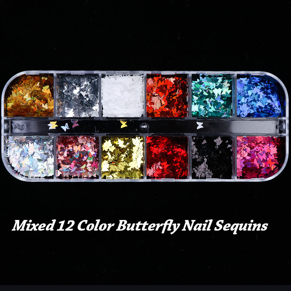 Butterfly Sticker Square Blunt False Nails Set