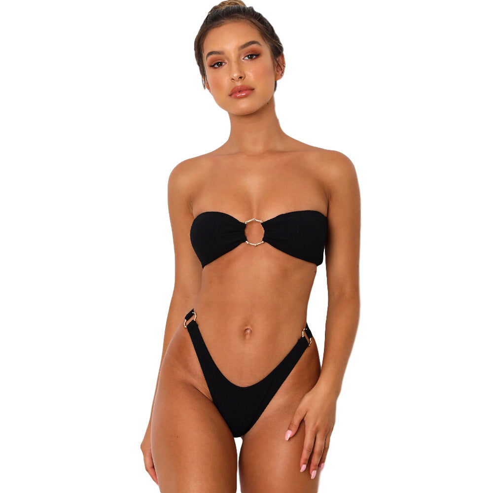 Women's Two Piece Halter Bikini Set with High Waist