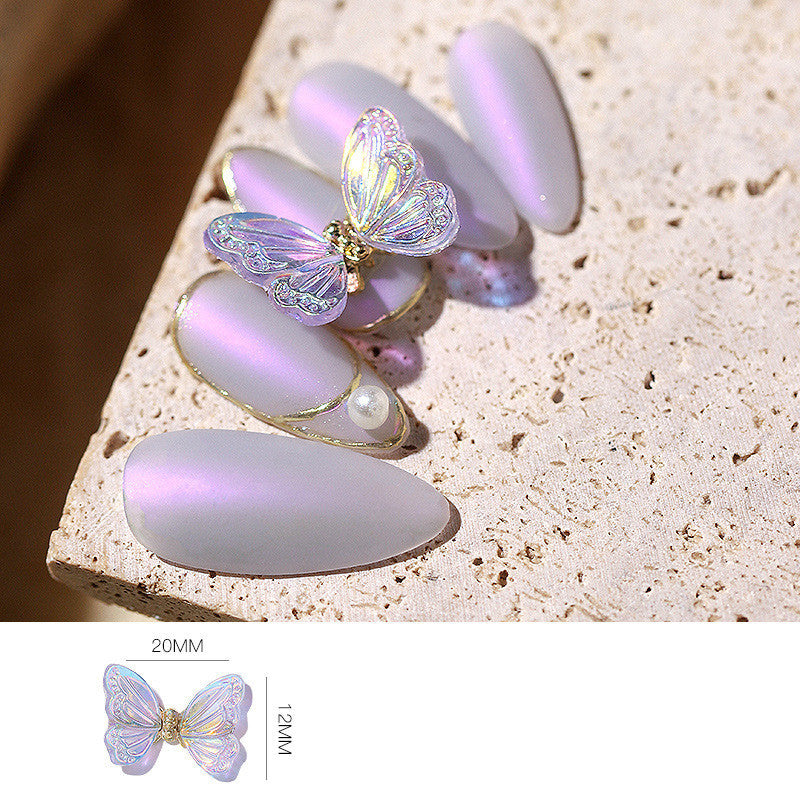 Glittery Transparent Butterfly Nail Charm in Multiple Colors