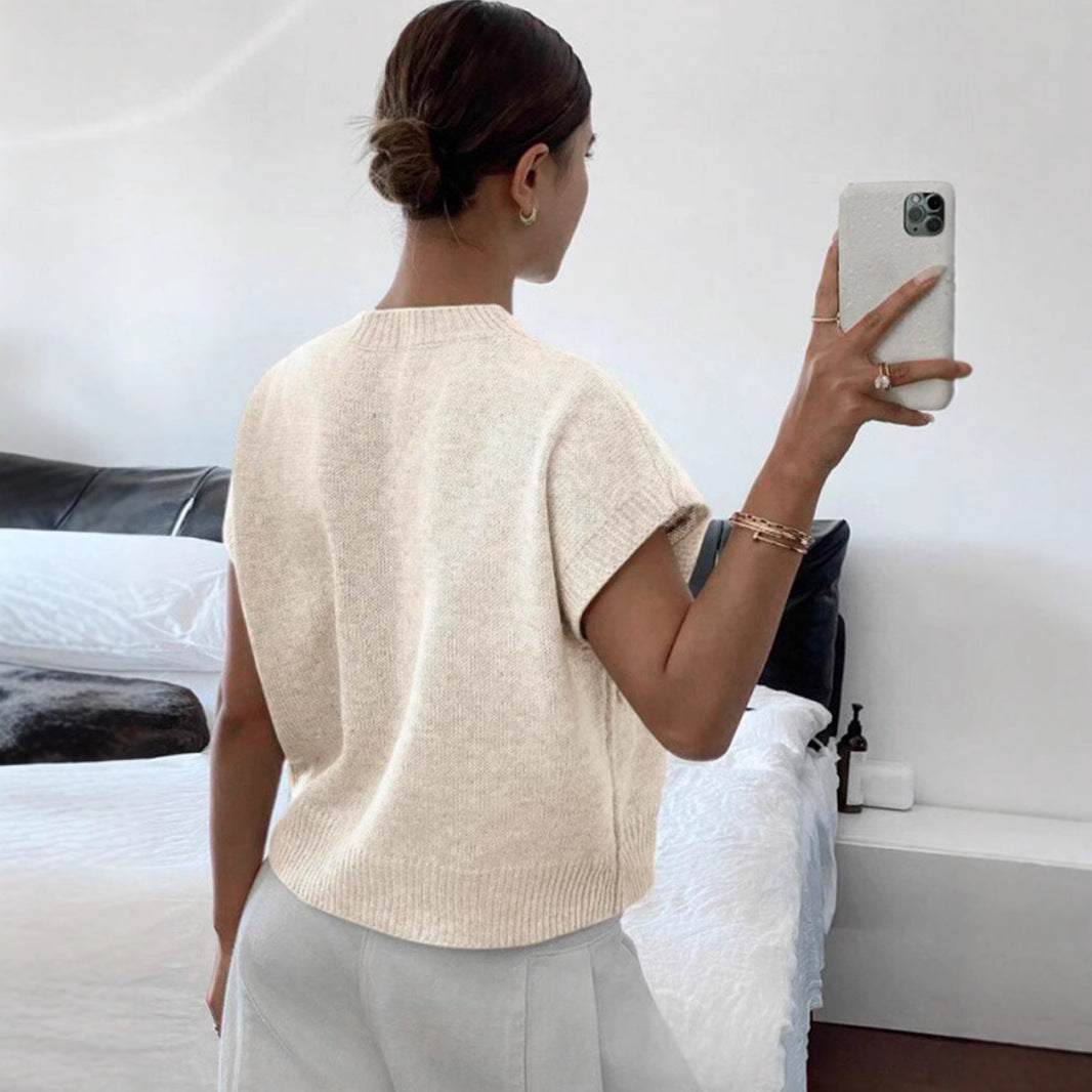 Women's Casual Solid Color Knitted Jacquard Top