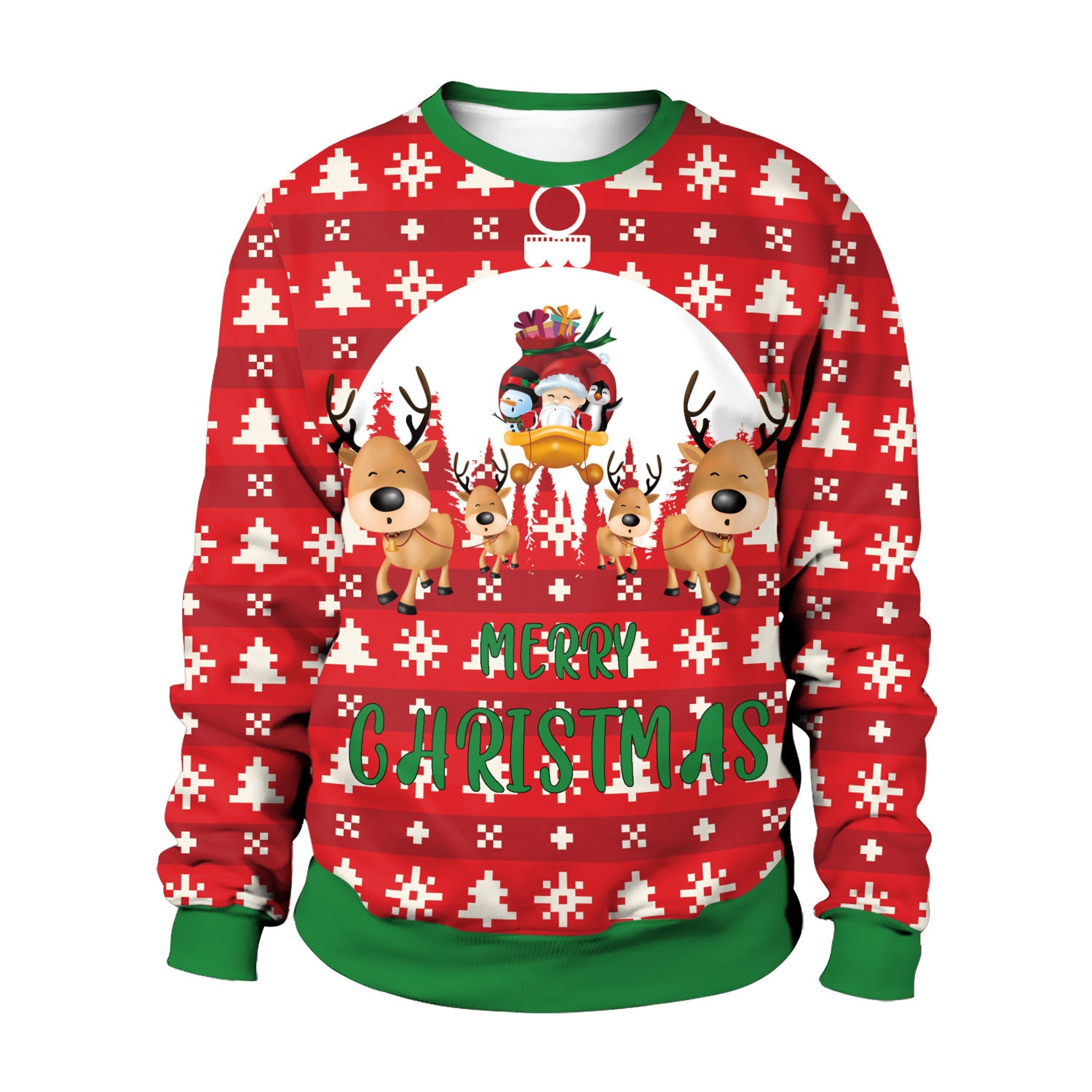 Funny Christmas Party Sweater with Reindeer, Elf and Santa Dabbing