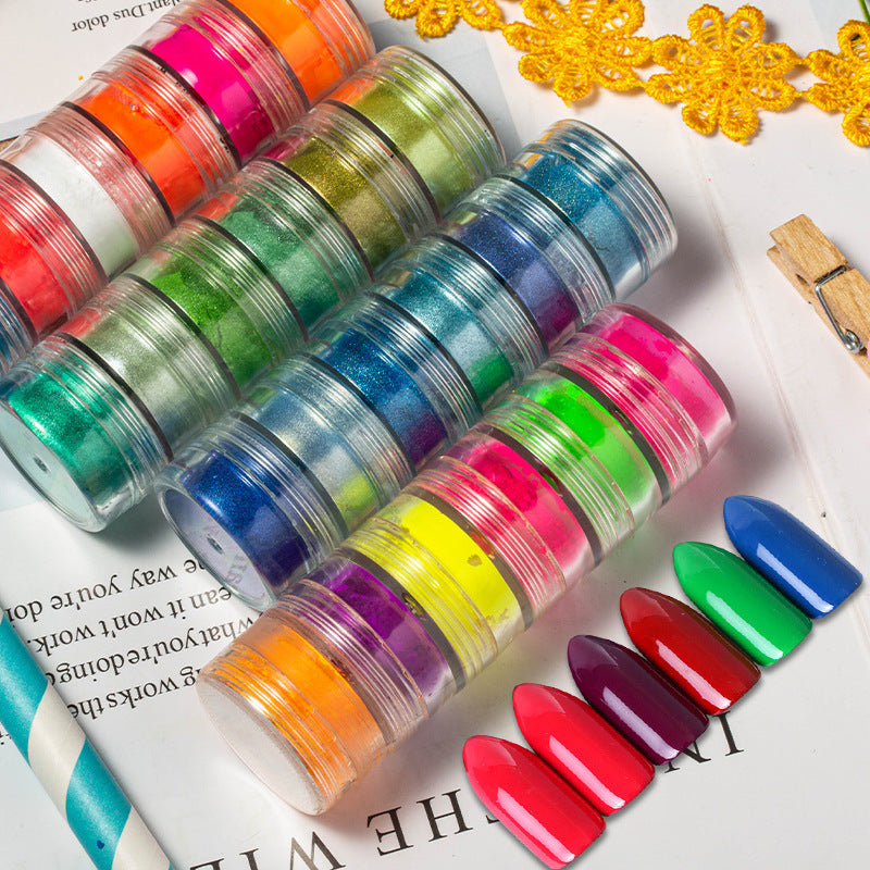 Multicolored Dye Powder for Nail Extensions in 6 Colors