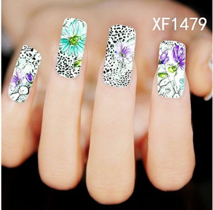 Floral and Botanical Black Nail Stickers for At Home Nails