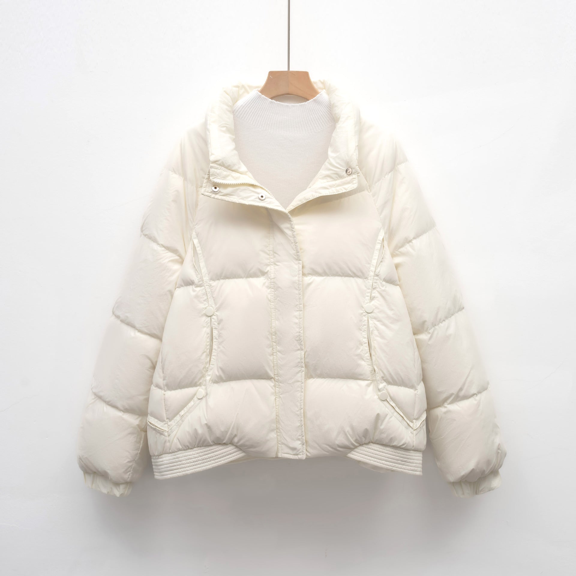 Women's Petite Thick Loose Duck Down Coat With Stand-up Collar For Warmth