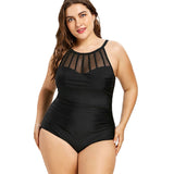 Women’s One Piece Plus Size Swimsuit with Mesh Bodice