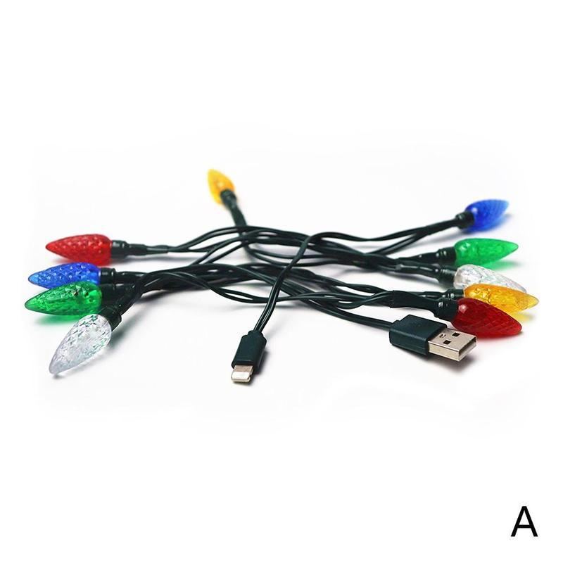 Festive LED USB Charging Cable With Decorative Christmas Lights