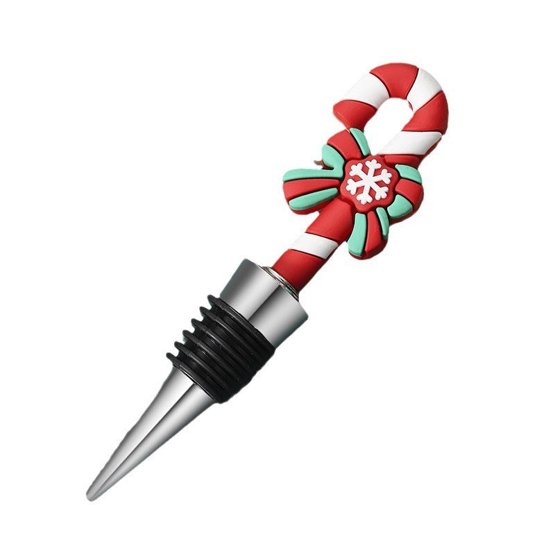 Festive Christmas-Themed PVC & Aluminum Wine Bottle Stopper in Assorted Styles