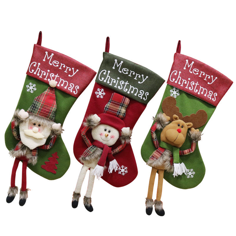 3D Modern Style Christmas Stocking with Plaid Print-Theone Apparel