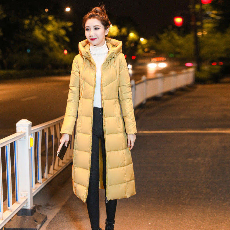 Dongdaemun Style Long Down And Cotton Padded Jacket For Women