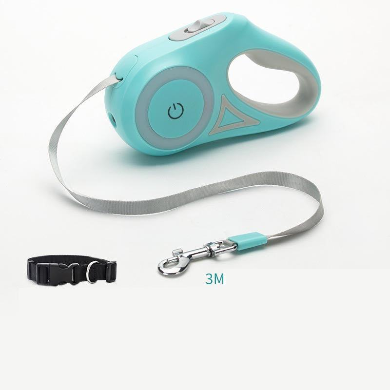 Retractable Dog Leash With Spotlight And Collar For Safety