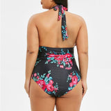 Dames plus size floral print one stuk zwempak