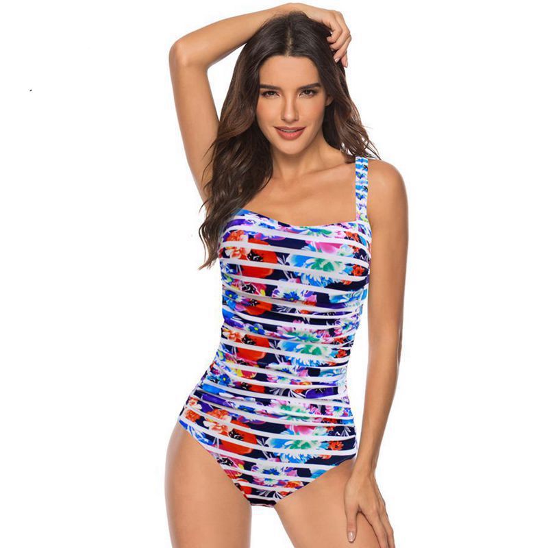 Women's One Piece Solid Color Square Neckline Swimsuit