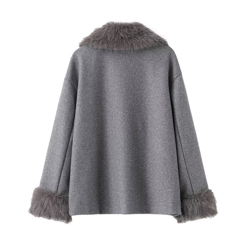 Women's Mid-length Hooded And Belted Wool Cape Coat