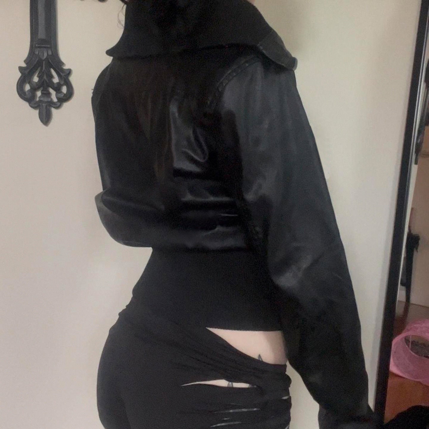 Retro Workwear Zipper Leather Jacket Coat