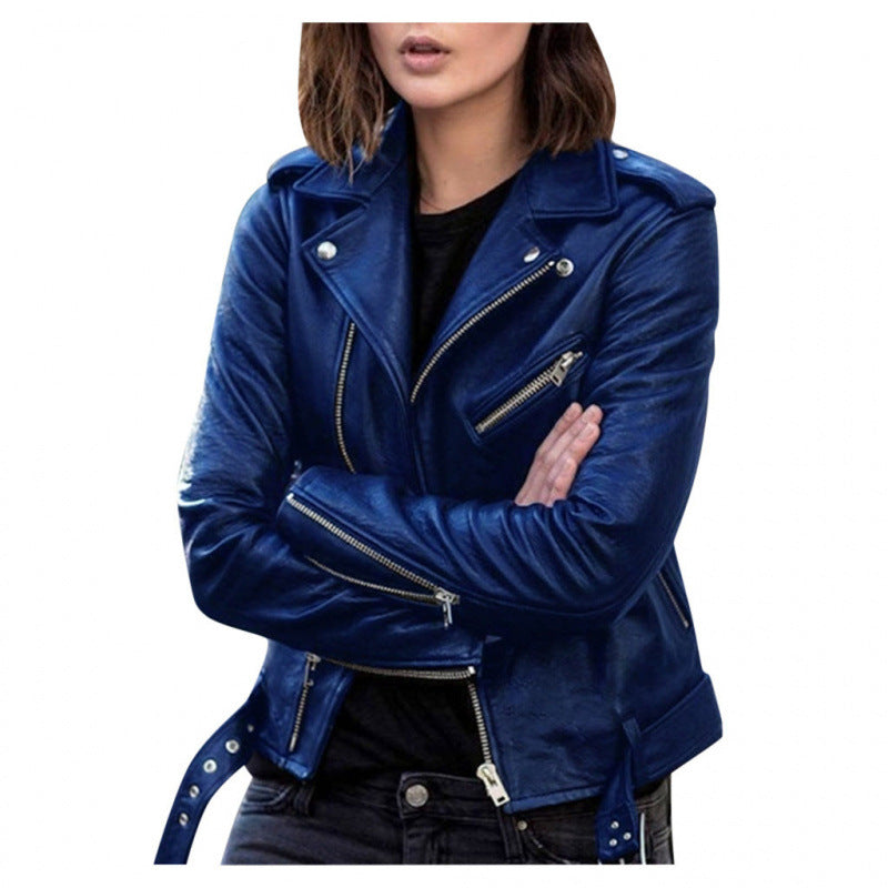 Women's Short Women's Leather Jacket Coat Jacket Pu