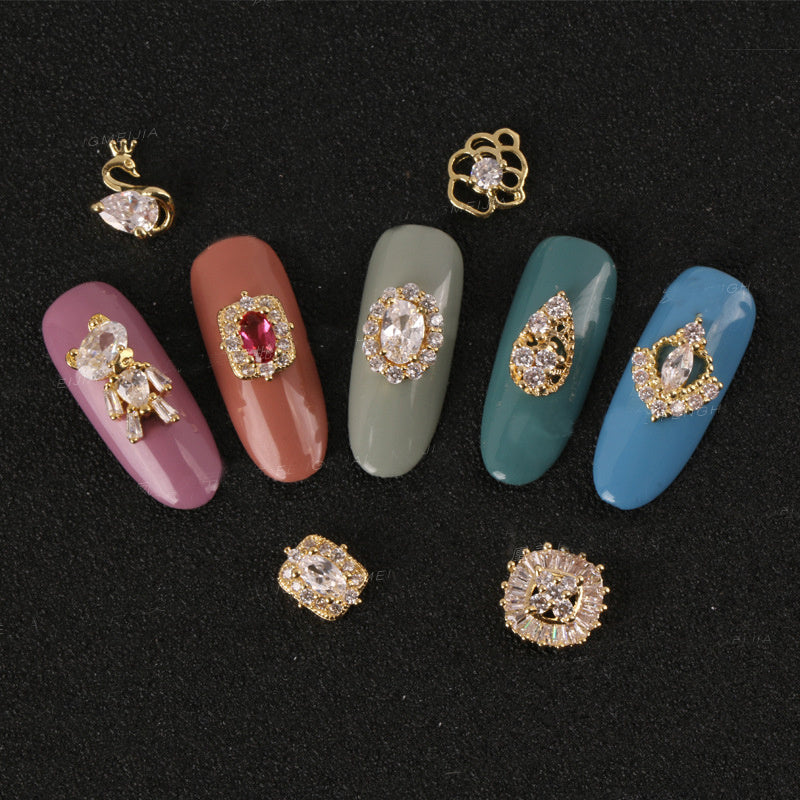 Metallic and Jeweled Nail Adornment Press On Accessories