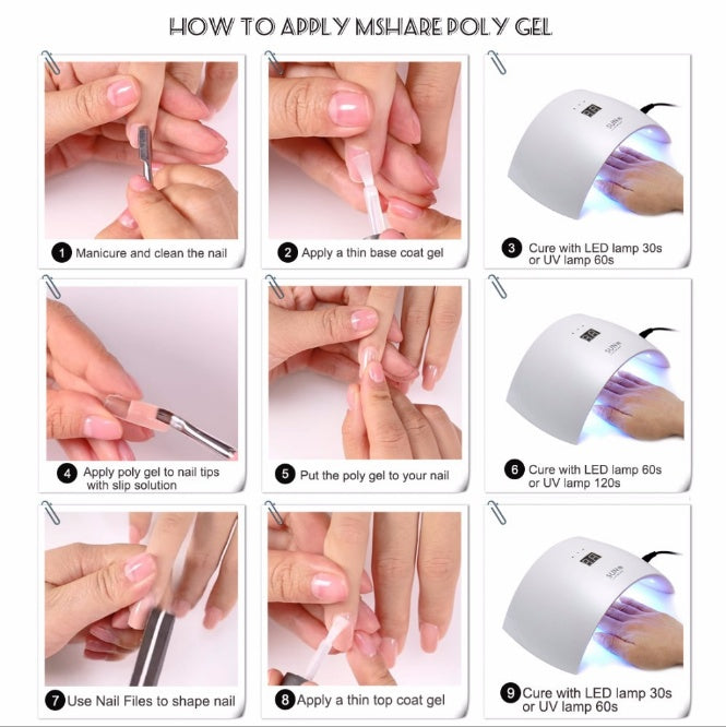 Crystal Gel Nail Building Poly Solution or At Home Manicures