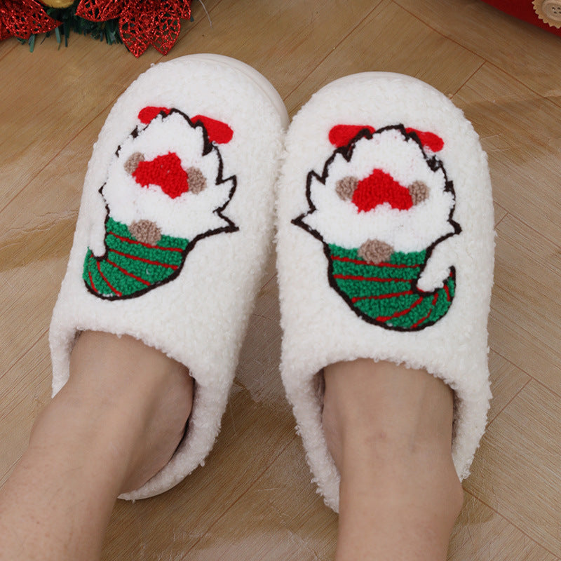 Warm and Soft Closed Toe Christmas Themed Slip On House Slippers