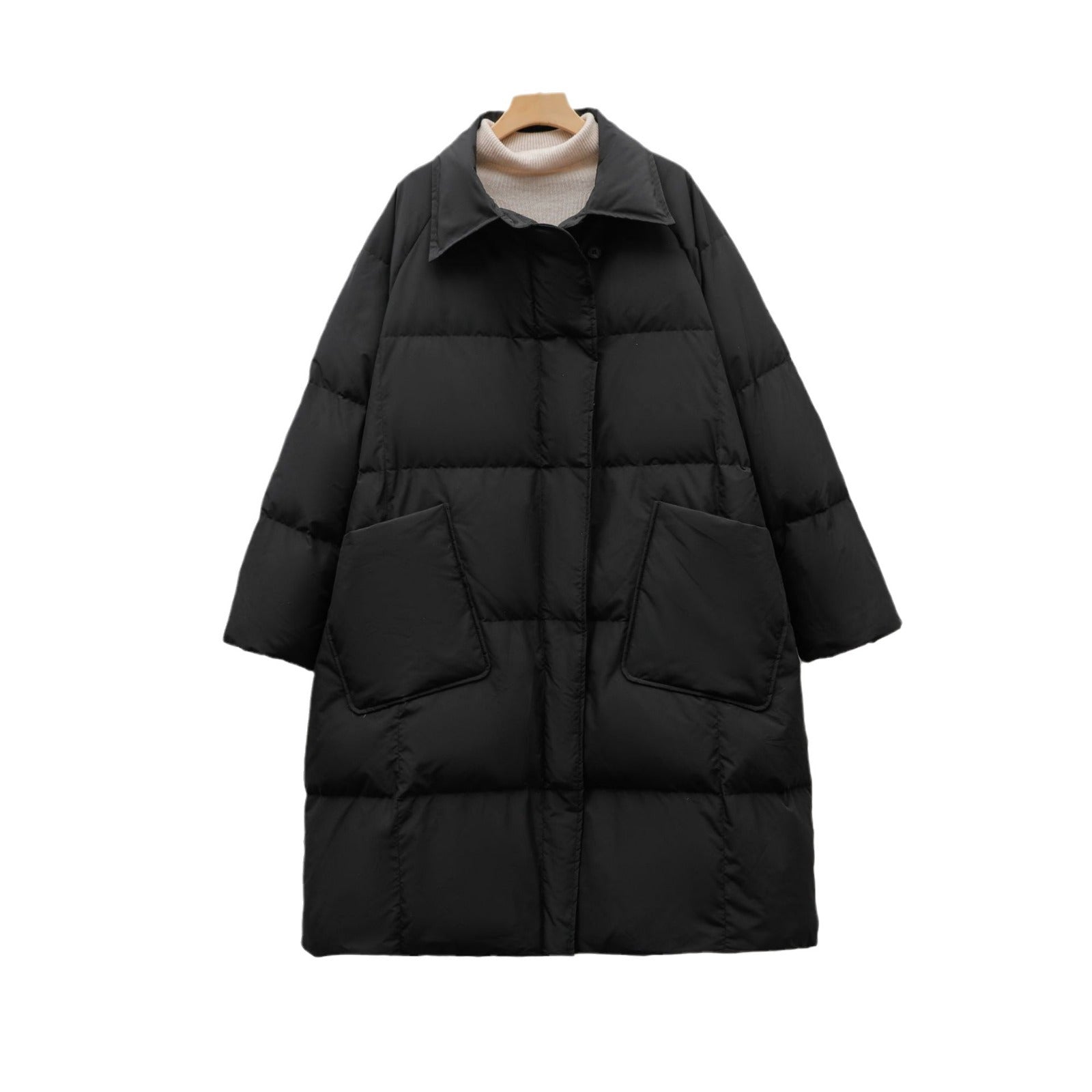 Women's Simple Solid Color Thickened Mid-length Down Jacket
