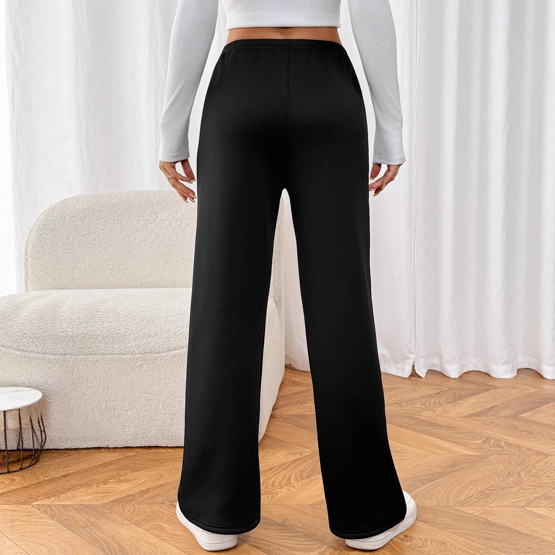 Lamb White Velvet Wide Leg Warm-keeping Pants Female Winter Plus Velvet Thickened Casual