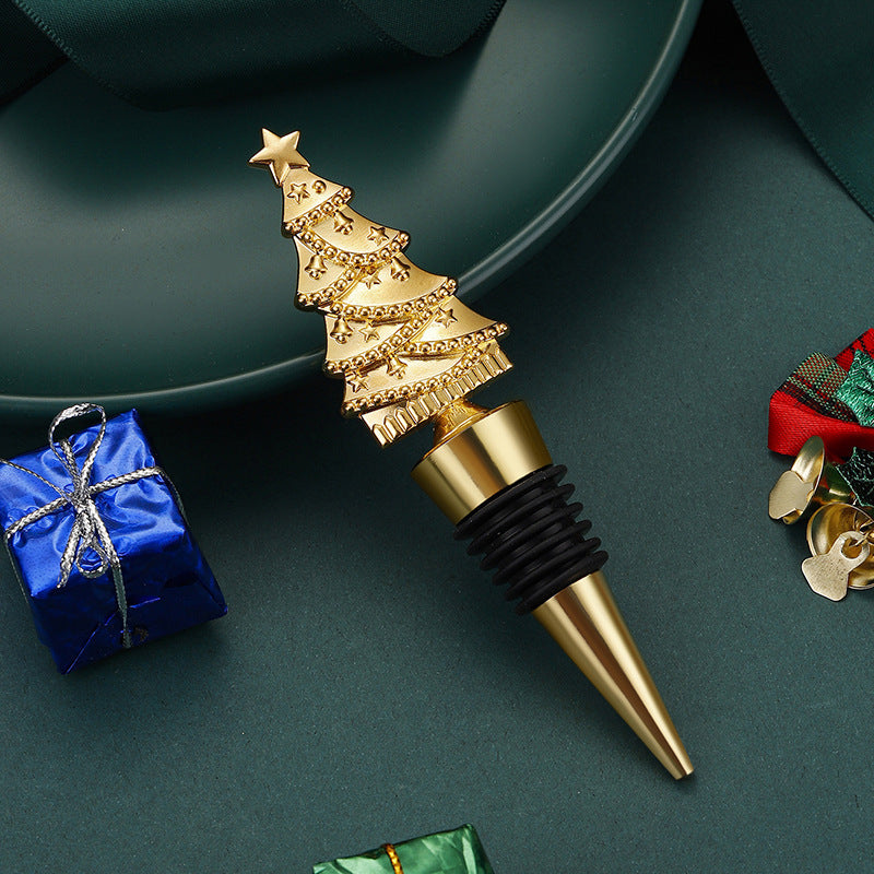 Elegant Christmas Tree PVC &  Zinc Alloy Wine Bottle Stopper in Assorted Finishes