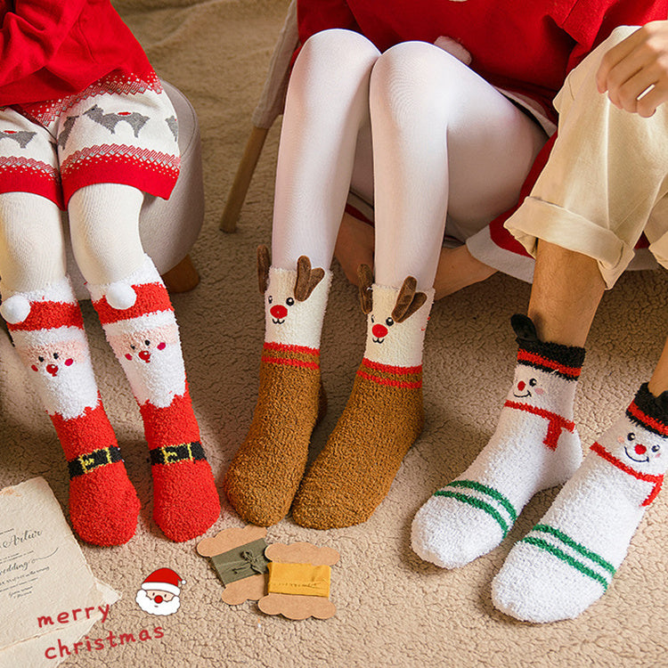 Ultra Soft Fleece Christmas Themed Crew Socks for Kids