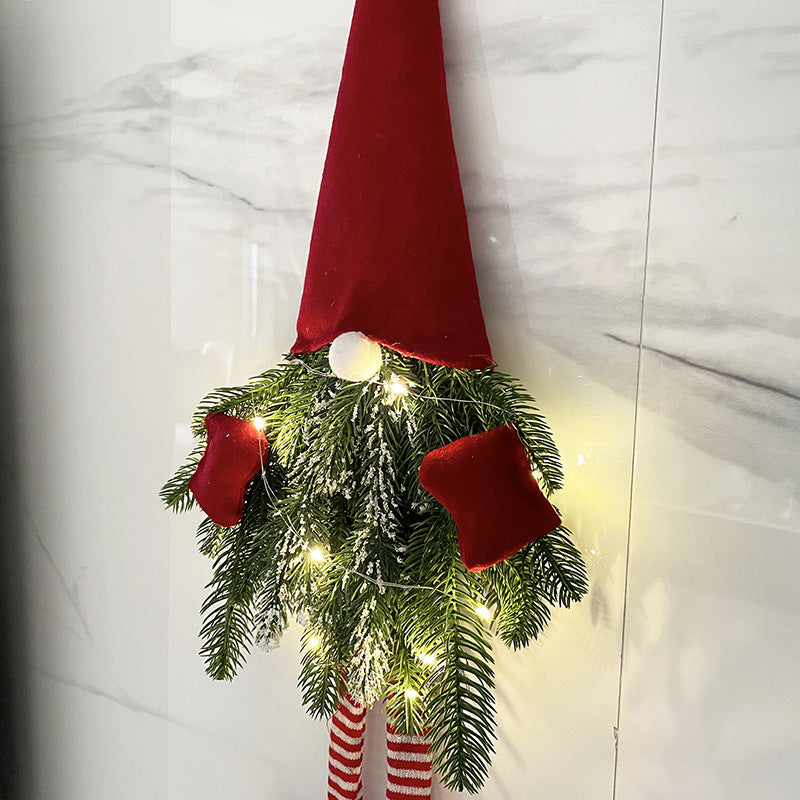 Whimsical Pine Gnome in Santa Hat Christmas Door Hanging Decoration