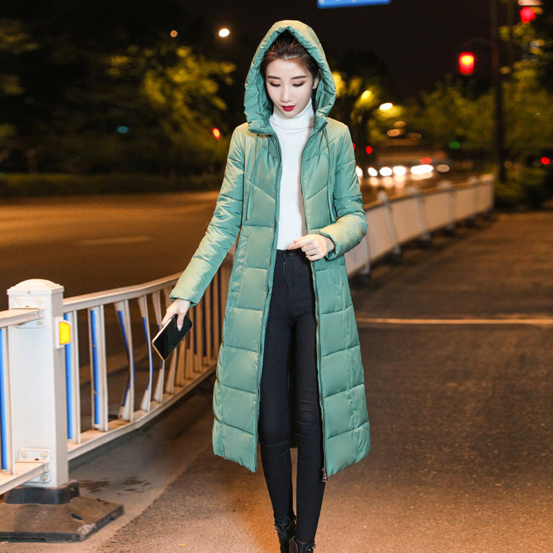 Dongdaemun Style Long Down And Cotton Padded Jacket For Women