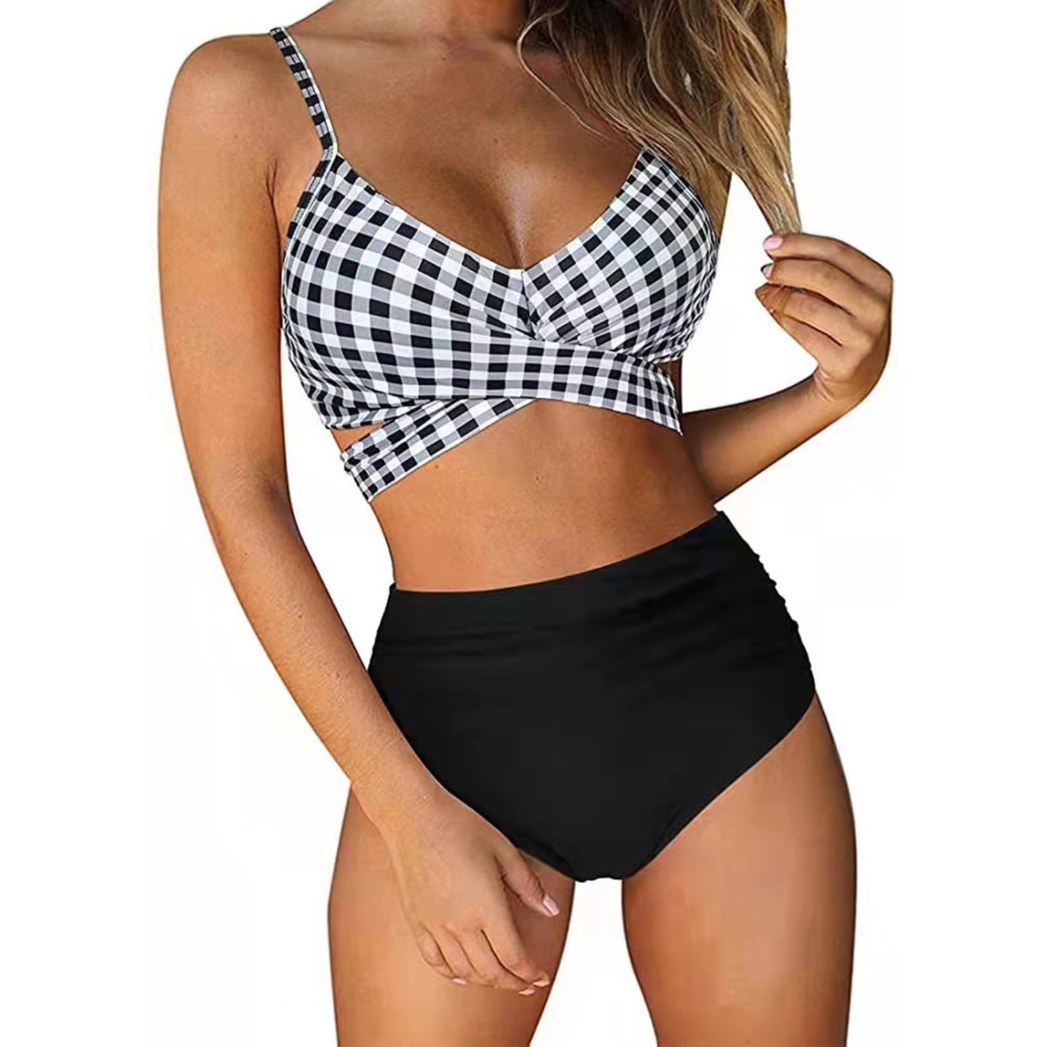 Women's Two Piece Bikini With High Waist Animal Print Bottoms