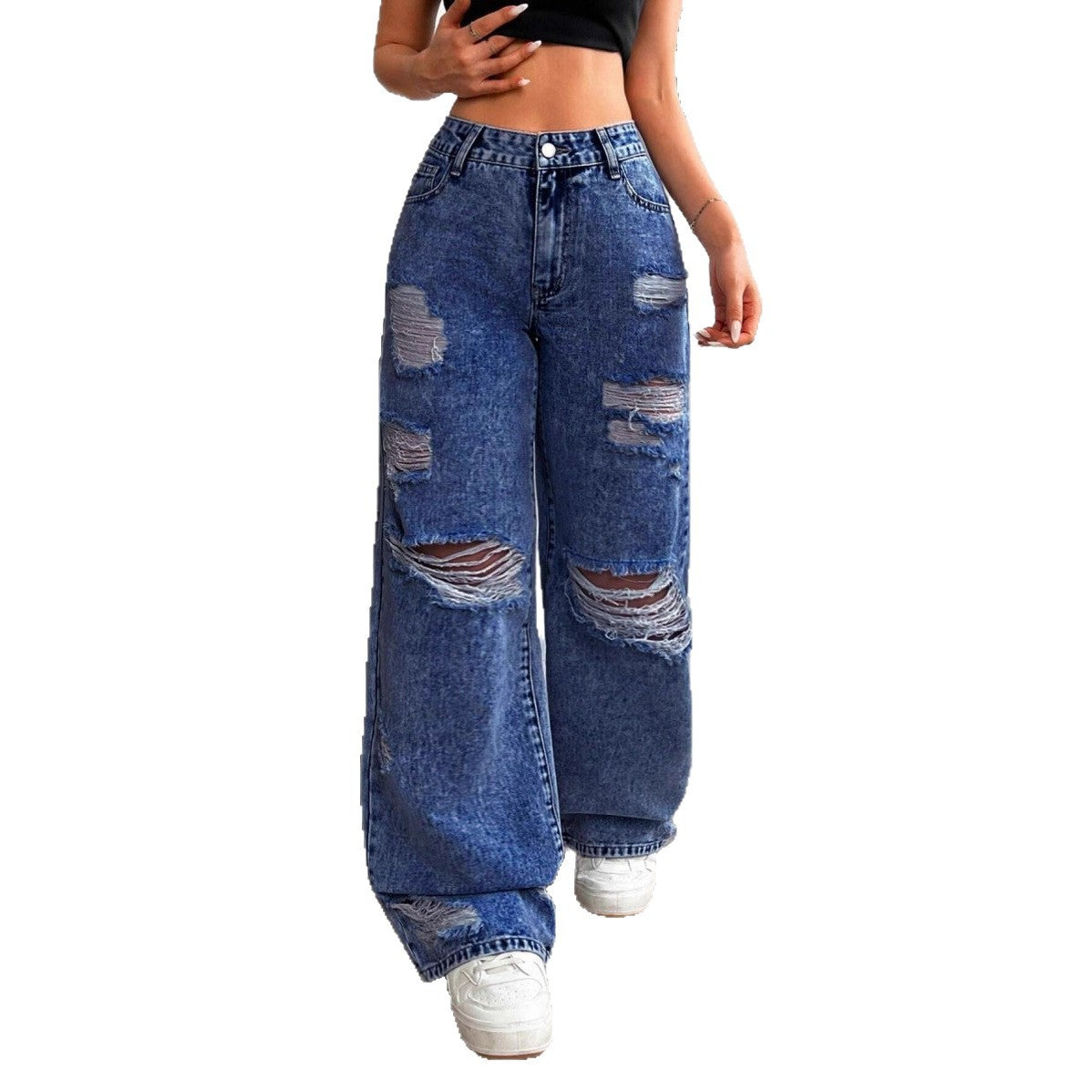 High-waisted Straight Versatile Slim-fit Women's Jeans