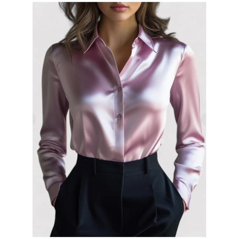 Solid-color Casual Loose-fit Women's Shirt