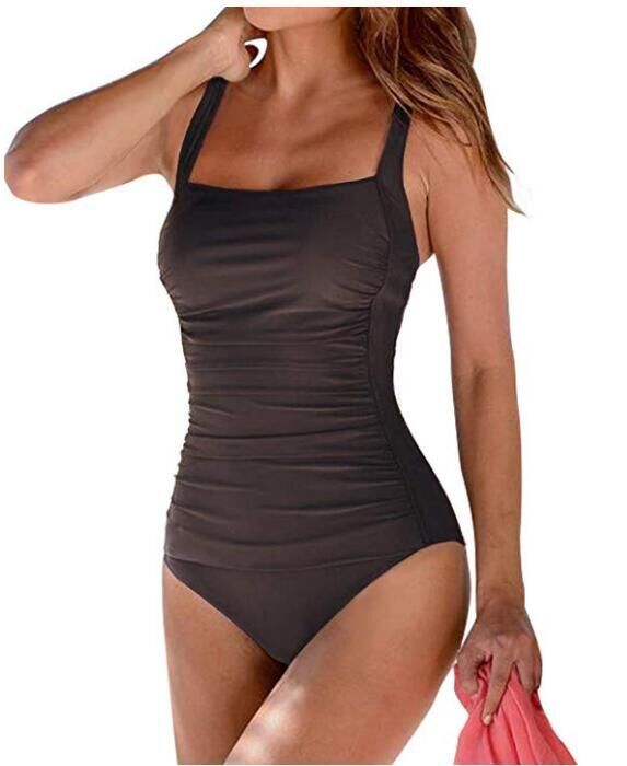 Women's One Piece Solid Color Square Neckline Swimsuit