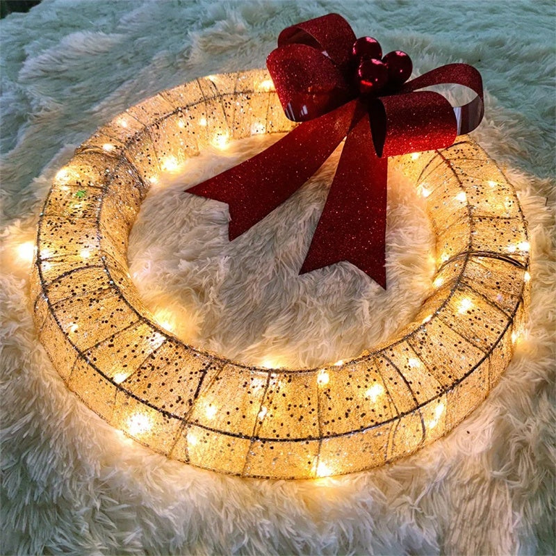 50 centimeter kerstslinger met LED -verlichting en oversized boog