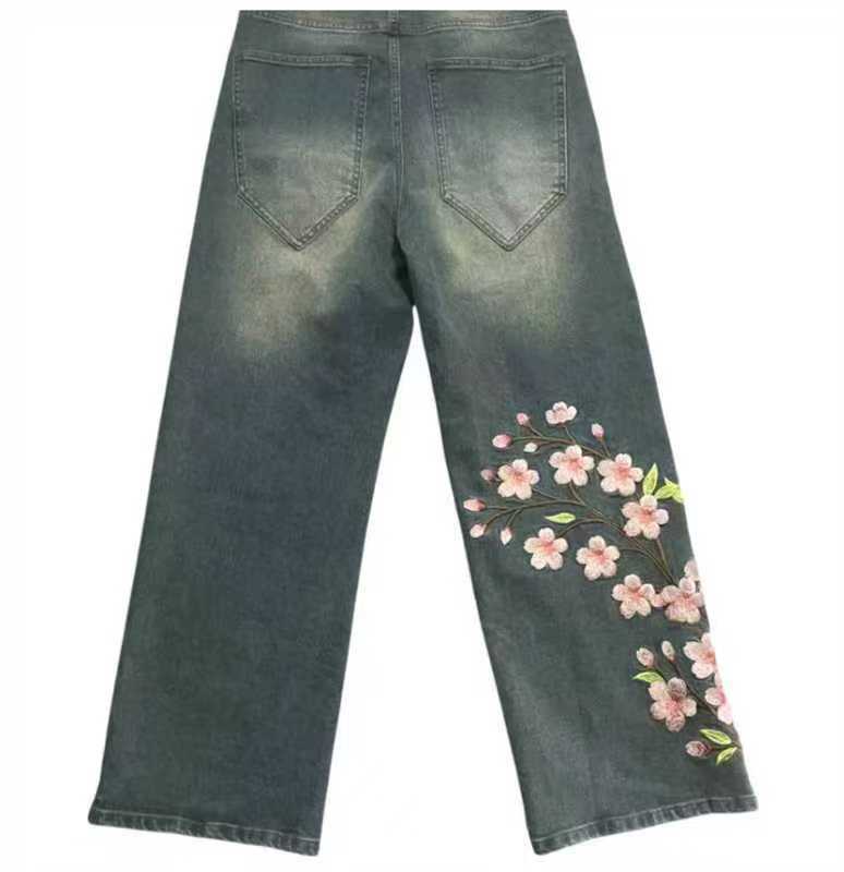 American Retro Washed Casual Loose Fit Pants-Dark Blue-Theone Apparel