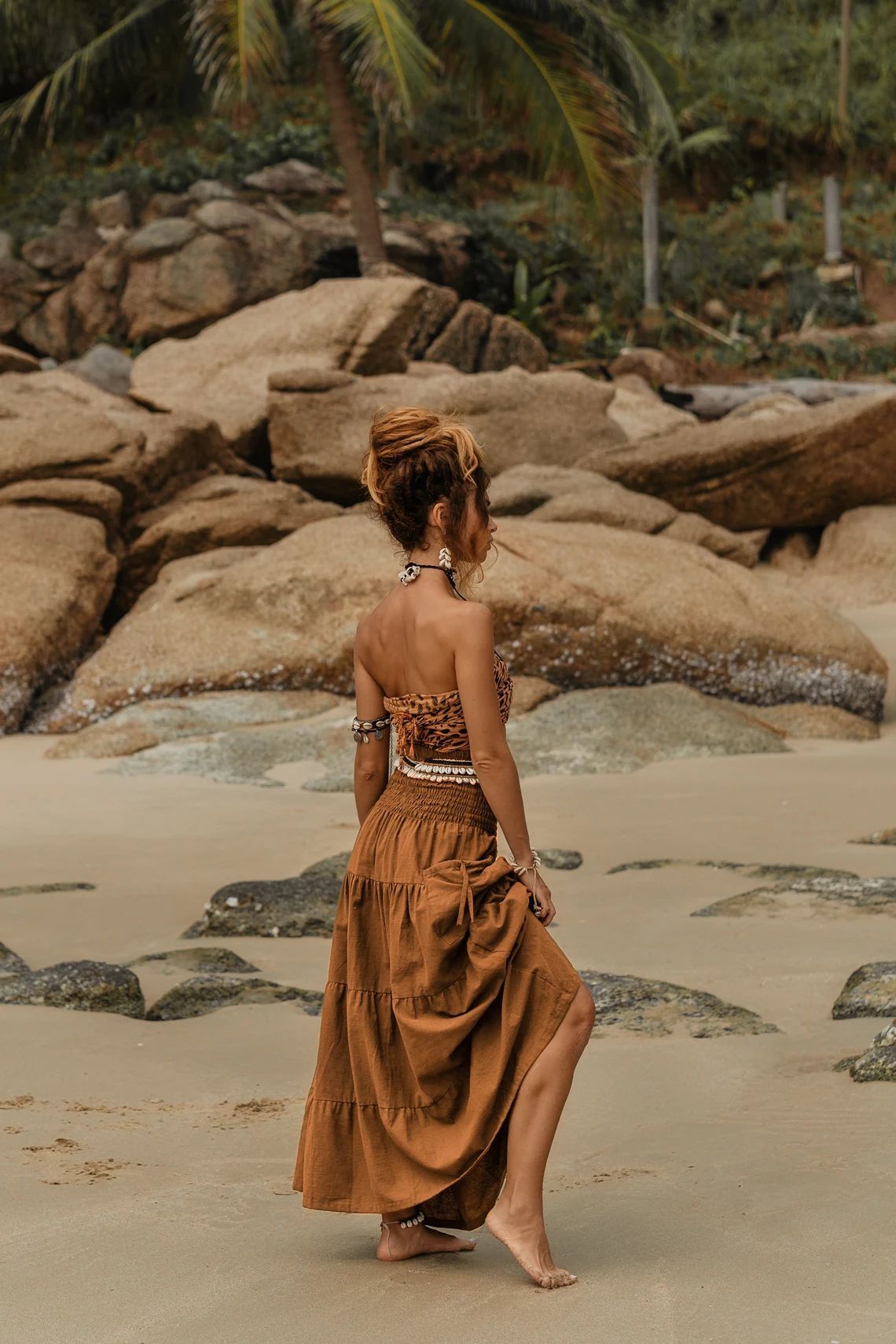 Bohemian Loose Solid Skirt For Relaxed Everyday Comfort-Theone Apparel