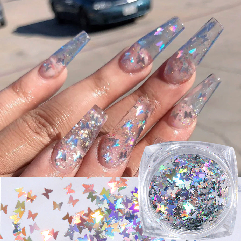 Butterfly Sticker Square Blunt False Nails Set-Theone Apparel