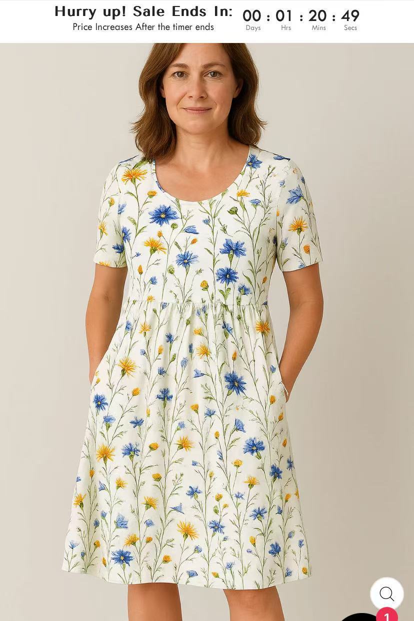 Casual T-Shirt Dress with Round Neck, Pockets, and Stitch Detailing-Style 4-Theone Apparel
