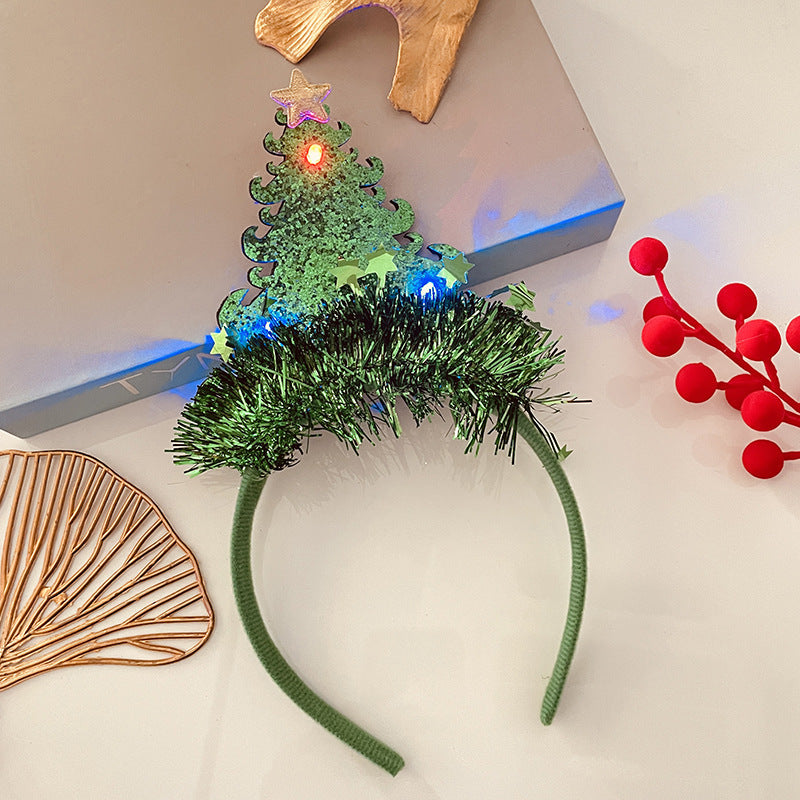 Christmas Tree Headband Hat with LED String Lights-5greenFivepointed Star-Theone Apparel