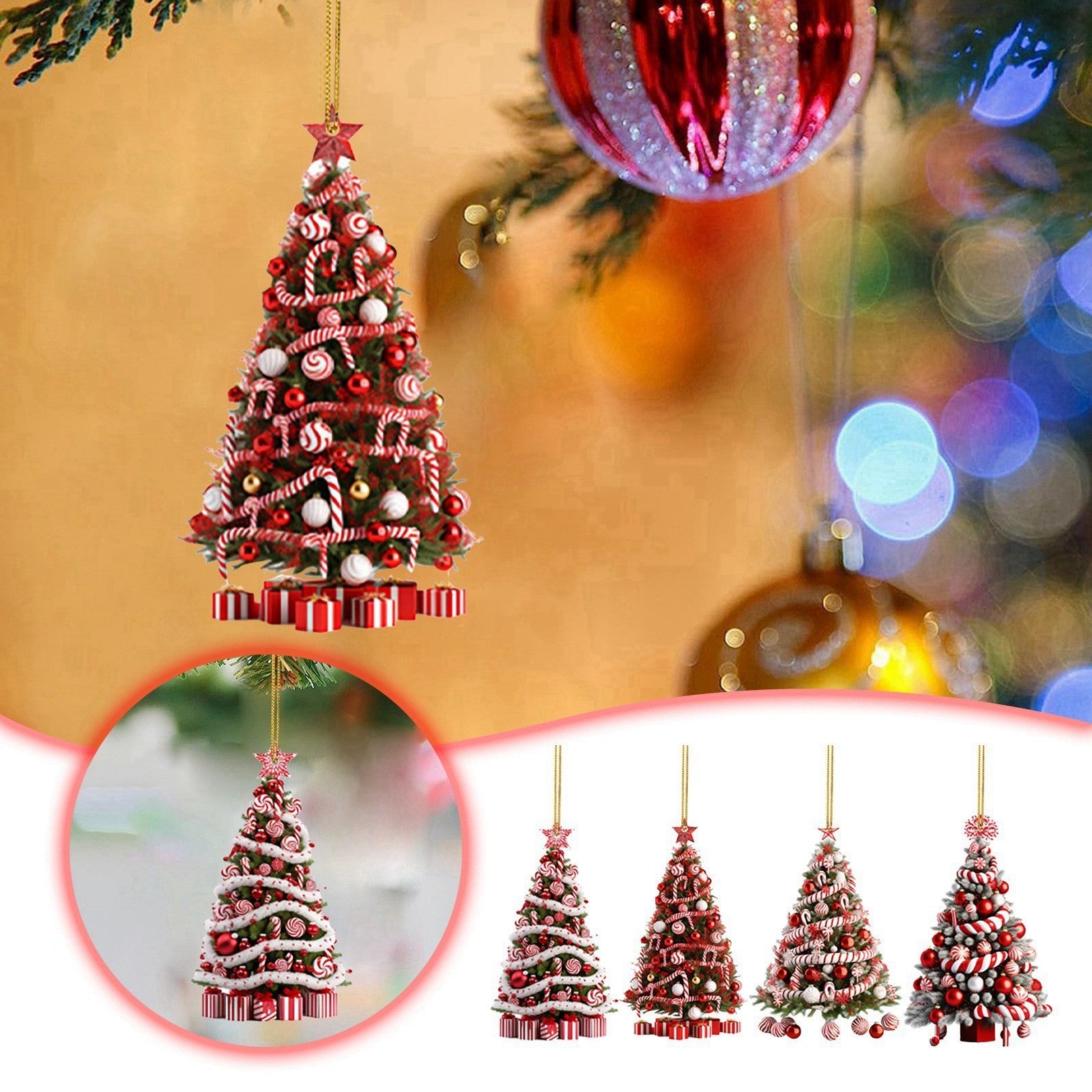 Colorful Christmas Tree Themed Ornament with Hanging Thread-Theone Apparel