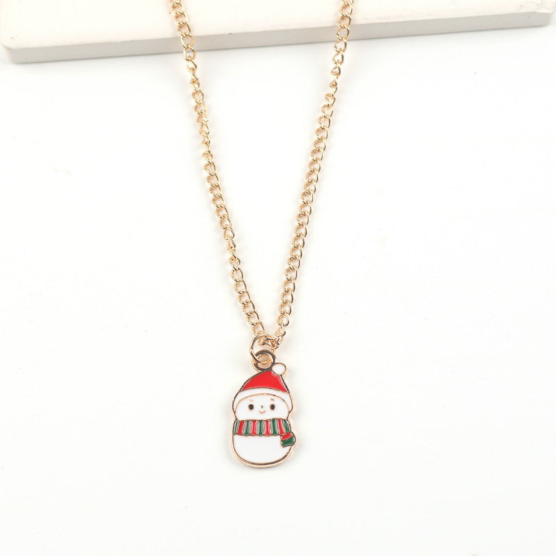 Cute Christmas Character Chain Pendant Necklace for Women & Kids in Assorted Styles-Snowman with Scraf-Theone Apparel