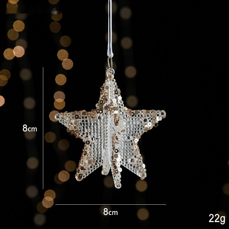 Elegant Sequined Clear Acrylic Hanging Ornament Decorations with Ribbon-Five Arcturus-Theone Apparel