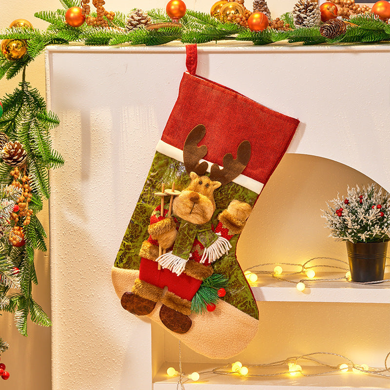 Farmhouse Style 3D Christmas Stocking with Santa, Reindeer and Snowman Options-Theone Apparel