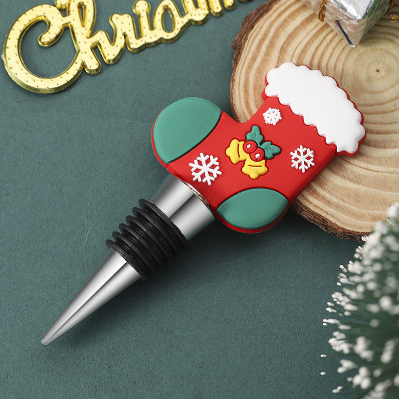 Festive Christmas-Themed PVC & Aluminum Wine Bottle Stopper in Assorted Styles-Style 4-Theone Apparel