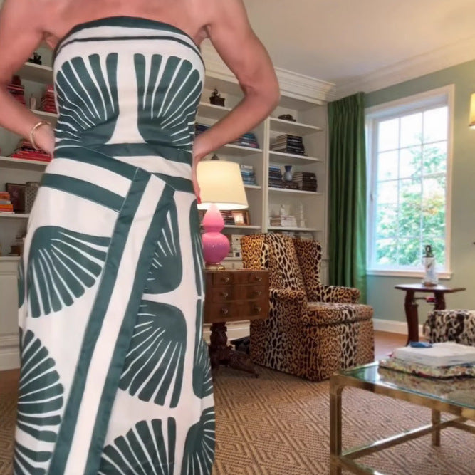 Floral Print Slit Sheath Tube Dress with Quirky Placement-Theone Apparel