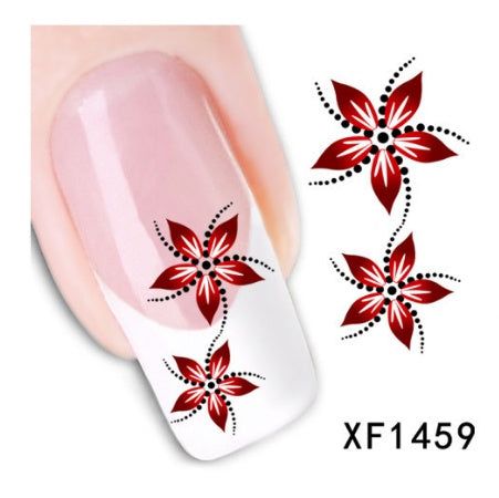 Floral and Botanical Black Nail Stickers for At Home Nails-XF1459-Theone Apparel