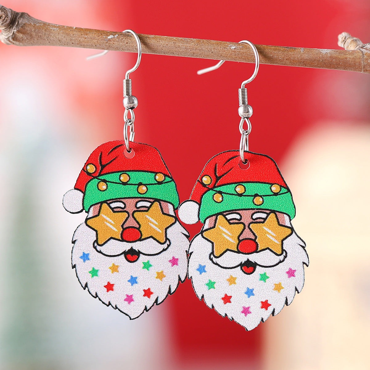 Funky Fun Wooden Cool Santa With Sunglasses Dangle Earrings in Assorted Styles-Style 4-Theone Apparel